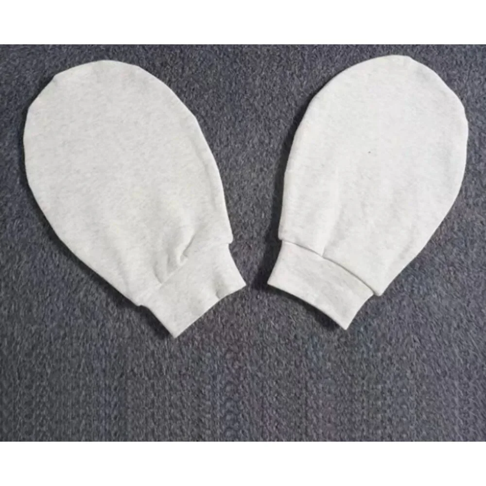Cotton Sleep Gloves Anti Scratch Mittens Soft Light Gray One Size